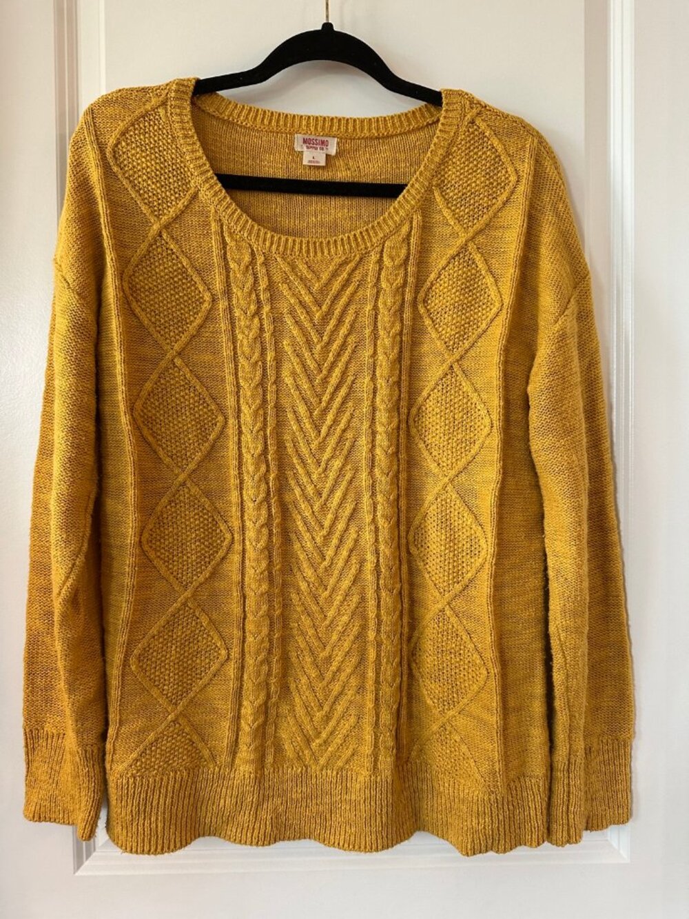 Mossimo Mustard Yellow Cable Knit Sweater Size L